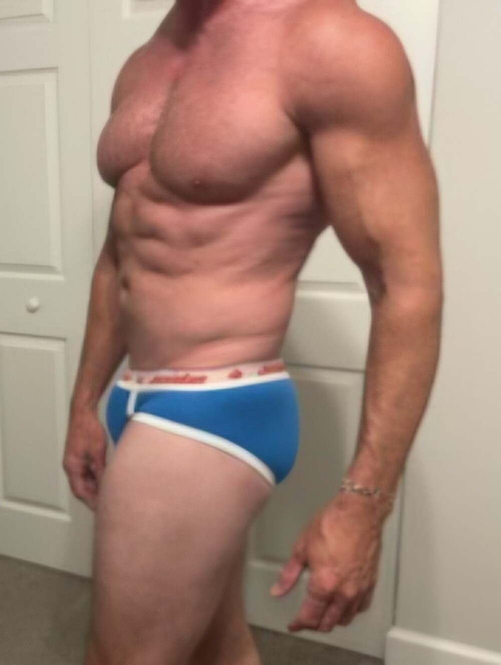 Men's Blue Briefs with White Contrast and Logo Waistband - Picture 2 of 5